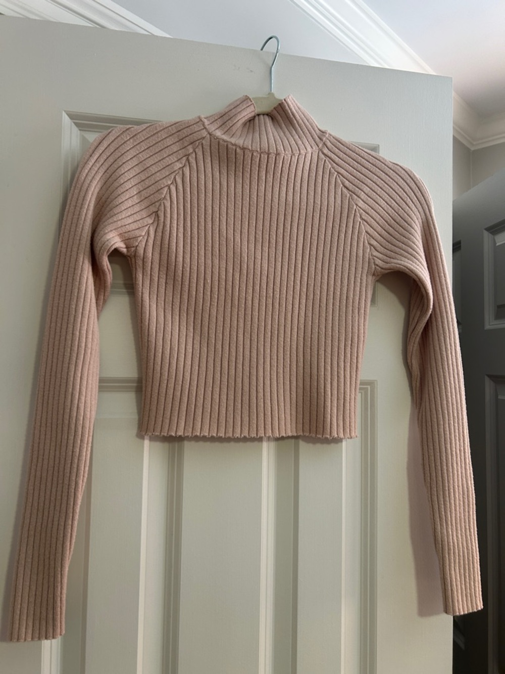 Heartloom Ribbed Mock Neck Cropped Top in Light Pink and Matching Skirt